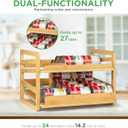 Bamboo Rolling Can Organizer for Pantry, Stackable 2 Tier Canned Food Organizer Rack for Storage, Kitchen Cabinet, Can Holders Dispensers for Pantry Up To 27 Cans
