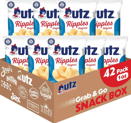 Utz Ripples Original Crispy Chips Made from Fresh Potatoes, 42 Count, Crunchy Individual Snacks to Go, Gluten Free Snacks, brand is Utz, variation theme is Flavor that is Ripples Original, Size that is 42 Count
Best By Feb 16 2026