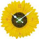 Outdoor Wall Clock for Garden, Patio and Deck, Sunflower 12in Garden Clock Waterproof Clocks -Not Silent (Sunflower)