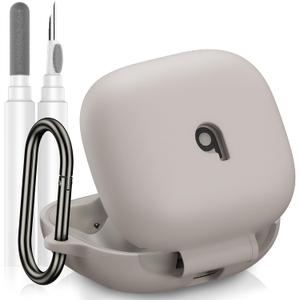 Compatible with Beats Powerbeats Pro 2 Case Cover, Soft Silicone Shockproof Protective Skin Case for Beats Powerbeats Pro 2 2025 with Cleaner Kit & Carabiner, Top Logo Visible (Quick Sand)