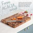XL Acacia End Grain Wood Cutting Board (20x15x1.5in) Acacia Wooden Cutting Board, Butcher Block, Chopping Board - Reversible Multipurpose For Kitchen with Juice Groove, Cracker Holder & Inner Handles.