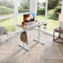 Kingant Standing Desk Height Adjustable Small Electric Stand Up Desks [35 x 20 Inch] - Ergonomic Sit Stand Desk Rising Desks for Home Office Computer Desk Workstation with Cable Management