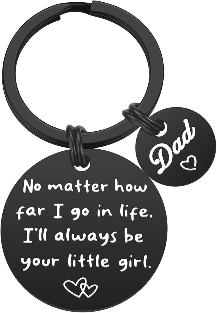 5 x Father's Day Gifts for Dad from Daughter - Dad Birthday Valentine's Day Christmas Gifts, No Matter How Far I Go in Life I'll Always Be Your Little Girl Father Daughter Keychain