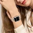 Designer Band with Charms Decor Compatible with Apple Watch Band 38mm 40mm 41mm 42mm 44mm 45mm 46mm 49mm Women Men, Stylish Silicone Sport Wristbands for iWatch Series 11 10 9 8 7 6 5 4 3 2 1 SE/3 Ultra 2/3 (walnut/Black/Pink with Crown)