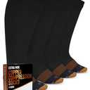 Doctor's Select Copper Plus Size Compression Socks Wide Calf - 2 Pairs | 20-30mmHg Extra Wide Calf Compression Sock Women | Copper Socks for Swelling, Varicose Veins | Extra Wide Calf Compression Sock | Black Wide Compression Socks for Women & Men