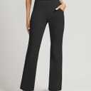 AVAMO Womens Dress Pants Straight Leg High Waisted Pull On Stretchy Work Pants Business Casual Slacks Office with Pockets (Black, XXL)