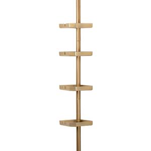 Bath Bliss 4 Tier Tensions Corner Shower Caddy | Shelves | Adjustable 48-101 | Bathroom Organizer | Bathtub and Shower Stall | Holds Large Bottles | Soap | Shampoo | Washcloths | Gold