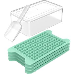 Mini Ice Cube Tray for Freezer: FDDBI Small Ice Trays for Freezer with Bin - 1174PCS Easy Release Nugget Ice Tray - Crushed Ice Tray with Container (Green)