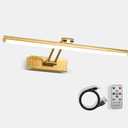 Picture Light,5200mAh Battery Picture Light with Remote, 16inches Metal Frame Light for Paintings, Rechargeable Display Wall Lamp for Gallery Portrait Artwork (Brass) (Copper-Curved arm)