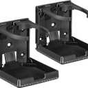 Spurtar 2pcs Boat Cup Holder Suitable for Most Size Mugs Water Bottle Drink 2.36-3.94Inch/60-100MM Adjustable Folding Wall Car Desk Cup Holder for Trucks, RVs, Vans, Boats, Campers, Caravans (Black-Upgraded)