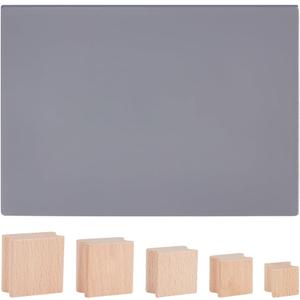 BENECREAT 40Pcs Wooden Stamp Blocks, 5 Sizes Blank Rubber Stamp Mounts with Rubber Stamp Sheet, Laser Engraving Rubber Seal Accessories for Crafts DIY