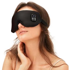 Heated Eye Mask for Dry Eye Relief, Cordless Warm Compress Sleep Mask with 4 Heat Settings & Timer, Rechargeable Silk Eyes Warmer for Migraine, Travel, Women Men Black