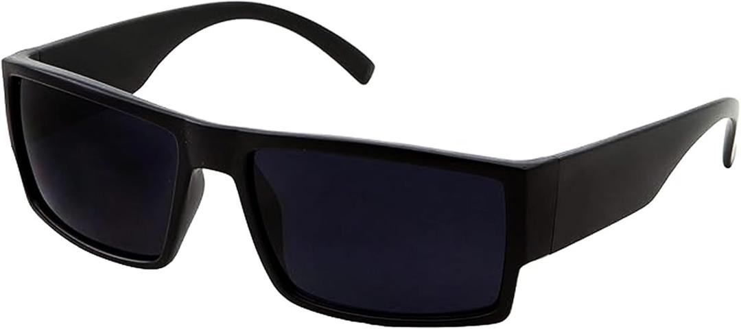 Men's Black Super Dark Lens Gangster Sunglasses Cholo Glasses - Flat Top Shades (Black)