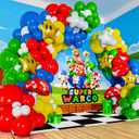 ALL-IN-1 Video Game Balloon Arch Kit with BONUS Mushroom, Cloud & Star Balloons - Red Blue Green Yellow Balloon Garland for Gamer Birthday Party Decorations & Party Supplies