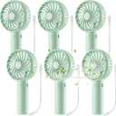 Tujoe 6 Pcs Mini Powerful Handheld Fan 3 Speed Personal Small Portable Rechargeable Fan with Base USB for Women Eyelash Makeup Office Travel Beach Indoor Outdoor (Sage Green)