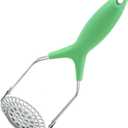Potato Masher, Stainless Steel Kitchen Tool, Folding Potato Ricer Press Masher Sweet Fruit Juice Kitchen Gadgets, Versatile Vegetables Eggs Crusher with Fine Grid (Green,One Size)