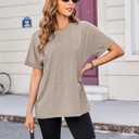 Zeagoo Women Oversized T-Shirt Summer Casual Short Sleeve Loose Tee Tops Basic Tee Shirts Brown (L)