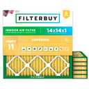 Filterbuy 14x14x1 Air Filter MERV 11 Essential Dust & Allergy Defense (6-Pack), Electrostatic Pleated HVAC AC Furnace Filters Replacement (Actual Size: 13.75 x 13.75 x 0.75)
