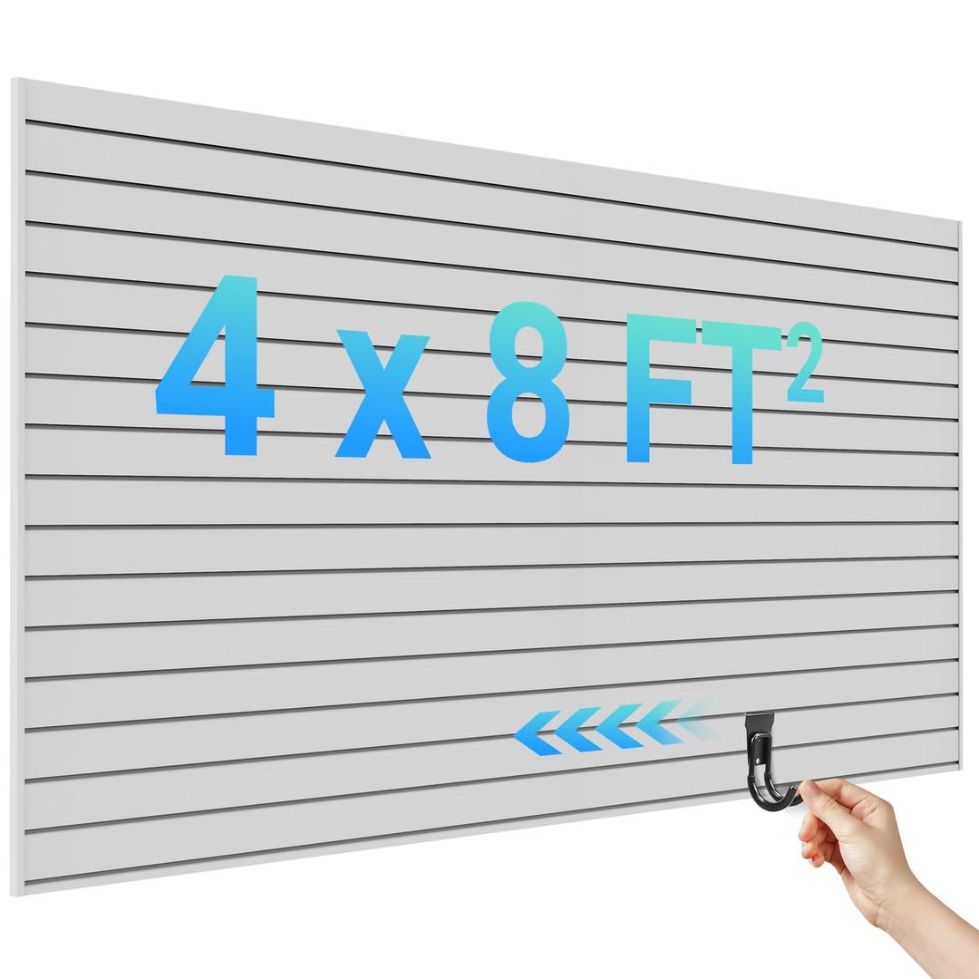 Ezlaino Slatwall Paneling, 48ft AssembledSize, 8Pcs 41ft PVC Wall Panels