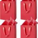 MOXARYSU 4 Pcs Medium Red Gift Bags: 8x5x10 Inches Gift bags With Handles Party Favor Bags With 8 Tissue Paper For Party,Birthday,Baby Shower,Wedding, Red