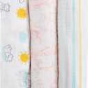 Disney Winnie The Pooh Yellow, Aqua, and White 3 Piece Muslin Swaddle Baby Blanket Set