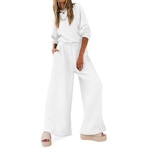 Yousify Women Trendy Rompers 2025 Wide Leg Long Sleeve Jumpsuits Casual Sweatshirt One Piece Backless Cutout Outfits M