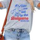 ALLTB Baseball Shirts Women Funny Baseball Mom Shirt Ballgame Graphic Tshirt Game Day Fan Tee Casual Short Sleeve Top (Gray, M)