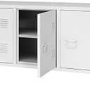 MIOCASA TV Stand Metal TV Table with Storage Steel 3 Door Locker Cabinet for Living Room (White)