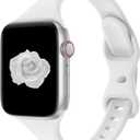 Thin Slim Band Compatible with Apple Watch 38mm 40mm 41mm 42mm 44mm 45mm 46mm 49mm, Replacement Silicone Sport Strap for iWatch Series 11/10/9/8/7/6/5/4/3/2/1 Ultra SE Women Men, White