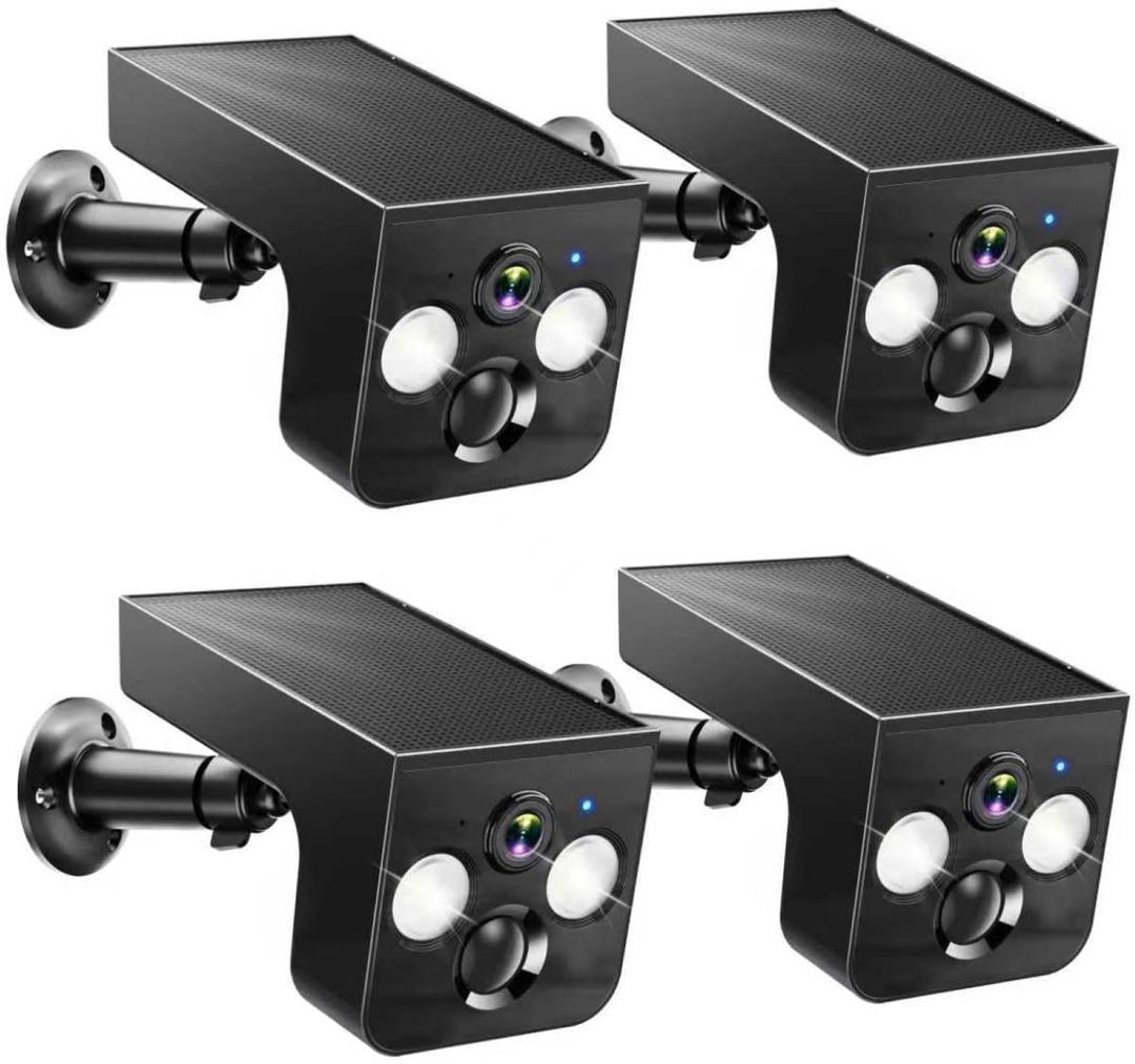 Solar Security Cameras Wireless Outdoor, 2K Solar Powered WiFi Camera, IP65 Waterproof, AI Motion Detection, Color Night Vision, Cloud & SD Card Storage, Outside Cameras for Home Security 2 Pack