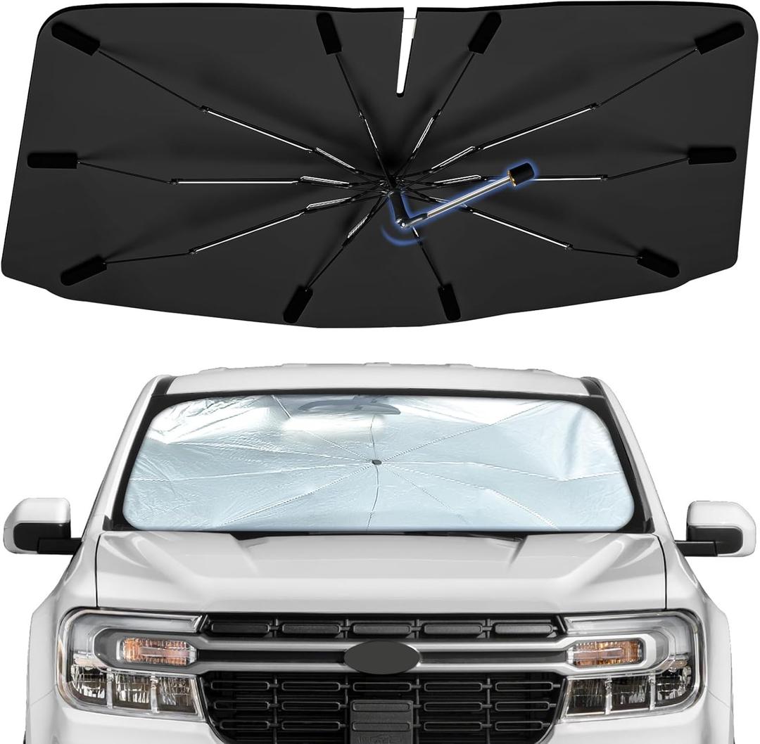 Windshield Sun Shade Umbrella for Ford Maverick 2022-2026, Foldable Sunshade for Car Front Window, 360 Rotation Automotive Interior UV Protection for Outdoor Parking, Keep Car Cool