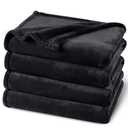 PHF Ultra Soft Fleece Blanket Queen Size, No Shed No Pilling Luxury Plush Cozy 300GSM Lightweight Blanket for Bed, Couch, Chair, Sofa Suitable for All Season, 90" x 90", Black