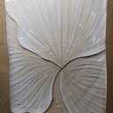 Framed White Abstract Floral Canvas Wall Art for Living Room 24x48 Inch