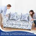 Chinoiserie Printed Sofa Cover Stretch Couch Cover with Throw Pillow Case Blue White Floral Sofa Slipcover for Living Room Decoration(2 Seat)