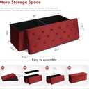 B FSOBEIIALEO Luxury Velvet Fabric Storage Ottoman Bench, Extra Large 140L Toy Chest Storage Boxes Footrest Bench for Bedroom, 43 Inches Red, 43.3x15.7x15.7 inches