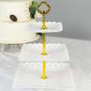 Efavormart 13" White 3-Tier Square Cupcake Stand, Dessert Holder - Plastic with Heart Design Scalloped Edges