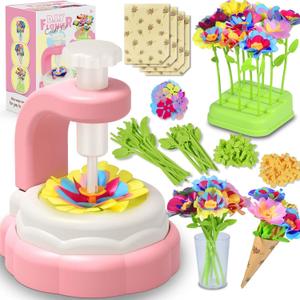 Arts Crafts For Kids Ages 4-85 6 7 8 9 10 year old Girl Birthday Gift Ideas,christmas stocking stuffers Creative Craft Diy Fabric Flower Bouquets Toys age 8-13,Flower Press Kit Educational Toys
