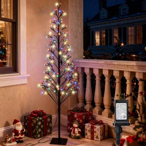 Lomotech Chritsmas Tree Lights - 216 LEDs 5Ft Artificial Christmas Tree with Timer, Includes 27 LEDs Twinkle Lights for Holiday, Wedding, Party, Christmas Decorations (Multicolor)