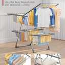 Sakugi Clothes Drying Rack, Foldable 2-Level Laundry Drying Rack with Height-Adjustable Wings, for Clothing & Bedding, Free-Standing Space-Saving Rack, Indoor & Outdoor, 55.5" L 22.8" W, Gray