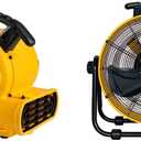 DEWALT DXAM-2260 Portable Air Mover/Floor Dryer, 600 Cfm & DEWALT DXF-2042 High-Velocity Industrial,Warehouse Fan Heavy Duty Mover Portable Air Circulator 3-Speed Adjustable Tilt, 20", Yellow