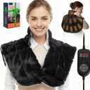 Weighted Heating Pad for Neck and Shoulders and Back,30s Fast Heating for Pain Relief, Ergonomic Heated Wrap, 160 Max Temp 8 Heat & 16 Auto-Off Timers,Memory Function,Birthday Gifts for Women,Black