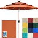 EliteShade USA 10-Year-Non-Fading 10ft 3-Tier Market Patio Umbrella, Commercial Table Umbrella with 80 Solar LED Lights, Crank Open, Windproof & UPF 50+ UV Protection for Garden, Deck, Pool, Backyard, No Tilt, Rust