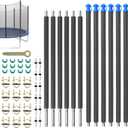 FAHKNS 6PCS Trampoline Replacement Straight/Curved Poles, 8-16FT Universal Enclosure Pole with Foam Sleeve & Hardware, 2 Installation Ways