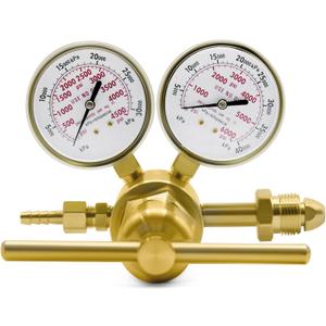 High Pressure Nitrogen Regulator, High Pressure Piston Regulator for Inert Gases, Single Stage Outlet Pressure 0-4500 PSI, 2.5 Inch Nitrogen Gauges CGA-580, High Capacity Regulator