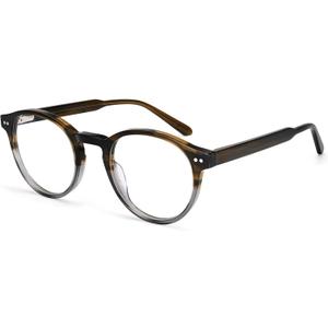 Dollger Blue Light Blocking Glasses For Woman Men Thick Acetate Frame Round Computer BlueLight Glasses Non-Prescription (Tea Transparent Gray Frame)