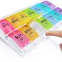 MOLN HYMY Large Pill Organizer 2 Times a Day, AM PM Pill Box 7 Day, 14 Dividers 2 Week Medicine Pill Organizer with Easy Push Button for Medication, Vitamins, Fish Oils, Supplements