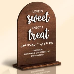 Love Is Sweet Sign For Dessert Table Decorations - Love Is Sweet Enjoy A Treat Wood Sign For Wedding, Bridal Shower Decor