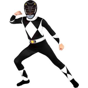 Morphsuits Black Mighty Morphin Power Rangers Costume Kids, Power Rangers Kids, Boys Halloween Costume, S