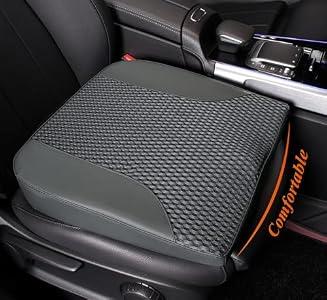 kingphenix Car Seat Cushion – Memory Foam Pad for Driving Comfort – Boosts Height and Relieves Coccyx & Lower Back Pain – Car, Truck, Office Chair (Leather & 4D Mesh Gray)