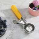 New Star Foodservice 537713 Commercial-Grade Thumb Press Food Disher/Ice Cream Scoop, 18/8 Stainless Steel, 2 oz, Size 20, Orange